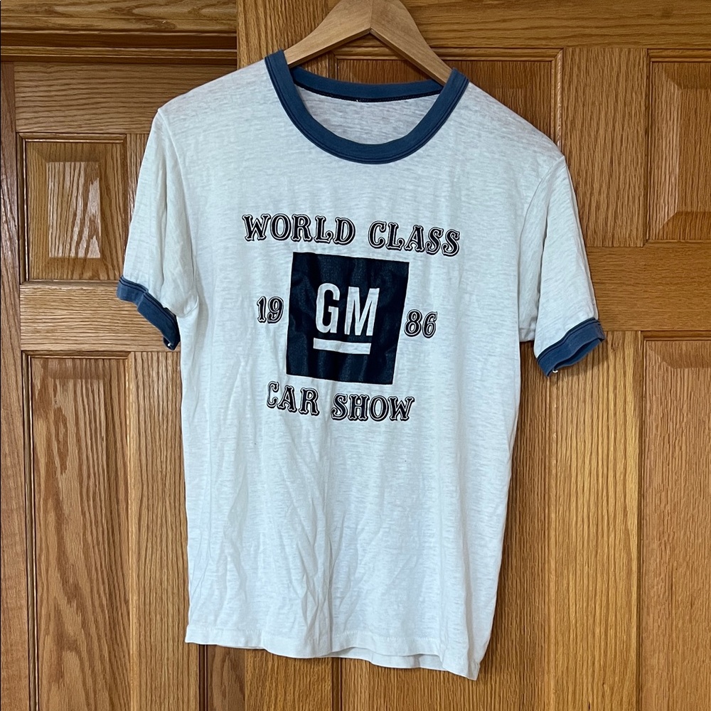 World Class Car Show Men's White and Blue T-Shirt